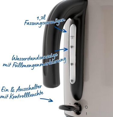 Електричний чайник Russell Hobbs Colours Plus Mokka 1.7л з нержавіючою статтю, 2400W, з фільтром від накипу та індикатором рівня води