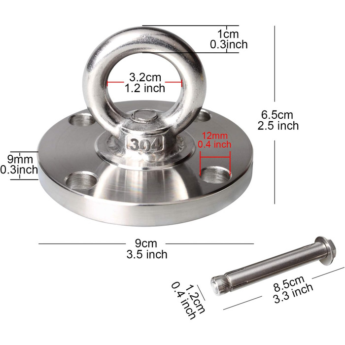 TSSS Heavy-Duty Ceiling Hook for Hammock, 500 kg Load Capacity, 304 Stainless Steel, Fixing Hook, Hanging Chair, Punching Bag Holder with Anchor Bolt