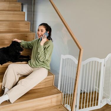 Захисне ворота Relaxdays для собак, 92x154 см, 3 елементи, біле, розкладне