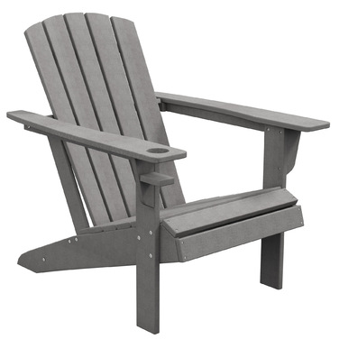 Крісло Adirondack Outsunny з підстаканником, садове крісло з пластику, сірого кольору, розміром 75 x 87 x 90 см, ідеально підходить для садово-балкових меблів.