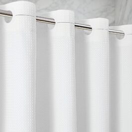 Водонепроникна штора для душу з вафельного текстилю 180x190 см, 260 GSM, біла. Преміум якість, анти-грибок, 10 петель, стиль готелю/SPA, машинне прання
