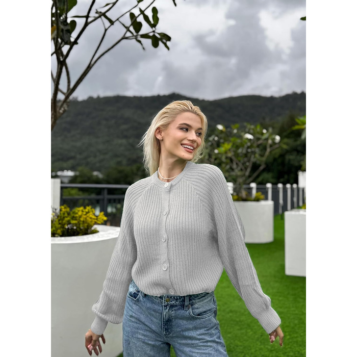 Жіноча в'язана жилетка Zeagoo Kurz - короткий кардиган, відкритий зріз, з ґудзиками, елегантний, повсякденний, світло-сірий, розмір XXL