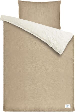 Бетліня для дітей Lulumoon з мусліну 100x135: комплект простирадла 100x135 + наволочка 40x60 см з бавовни Oeko-TEX Standard – легка та комфортна постільна білизна для малюків (Крем-Мокко, 100x135 см + 40x60 см)