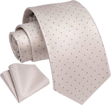 Краватка Enlision для чоловіків у клітинку з нагрудником, формальна краватка та краватка для бізнесу, комплект краватки та нагрудника, шампань