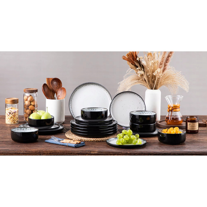 Обідній набір MALACASA: сучасний сервіз із кераміки на 6 осіб (18 предметів)