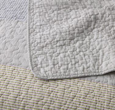 Комплект ковдр Chezmoi Collection Quinn: 3 шт., Патчворк, Квіт Hibiscus, Смугастий, Бавовна, Легкий, Змінний, Розмір Queen