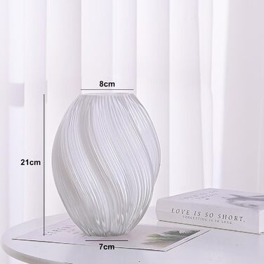 Скляна ваза для квітів Glas Blume, 24 см, сучасний мінімалістичний дизайн, ручної роботи, для дому, офісу, подарунок на весілля/новосілля (біла)