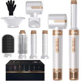 UKLISS Air Styler 7 в 1: фен-щітка з 7 насадками для сушіння, укладання та об'єму волосся, іонізація, білий