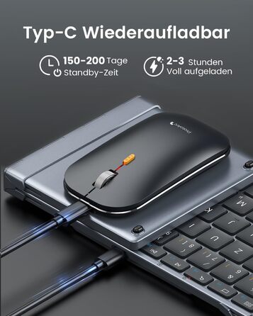 Бездротова клавіатура та миша ProtoArc XKM01, Bluetooth, QWERTZ, для iPad, Tablet, iPhone, Laptop, сірий колір