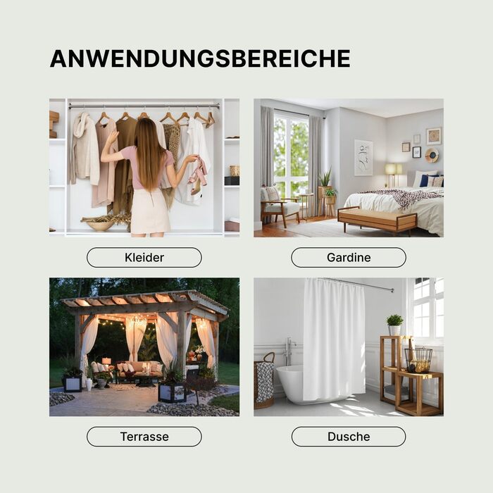 Штанга для душу без свердління 90-160 см, срібна, Ø 25 мм, телескопічна – для ванни, душу та перегородки, 1 шт.