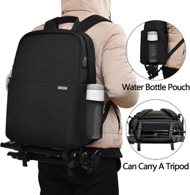 Чохол для камери CADeN, ватерпроф, з двома відділеннями, сумісний з Canon, Nikon, Sony - чорний (L)