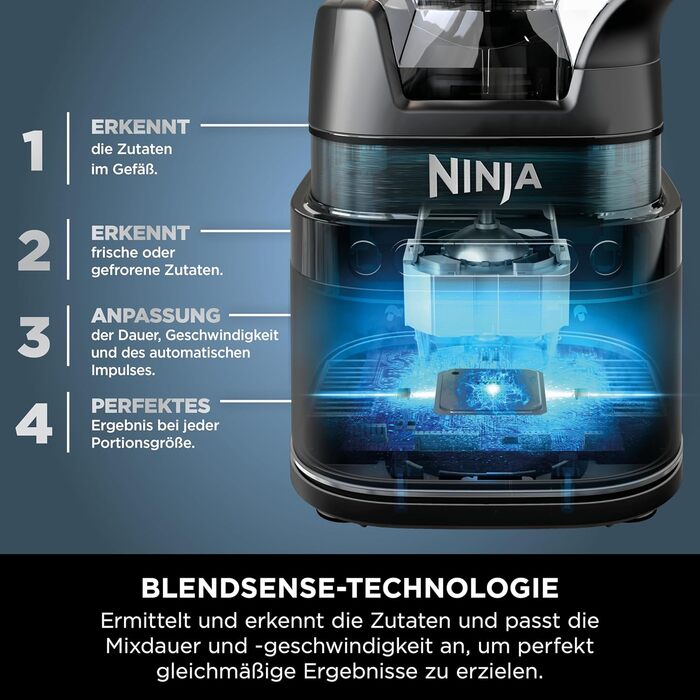 Ninja 2-in-1 Detect Power Mixer Pro with Single Serve - 1200W Power Blender with Pitcher & 2 Single Serve Cups - Smoothie, Vegetable & Frozen Drink Mixer - TB301EU