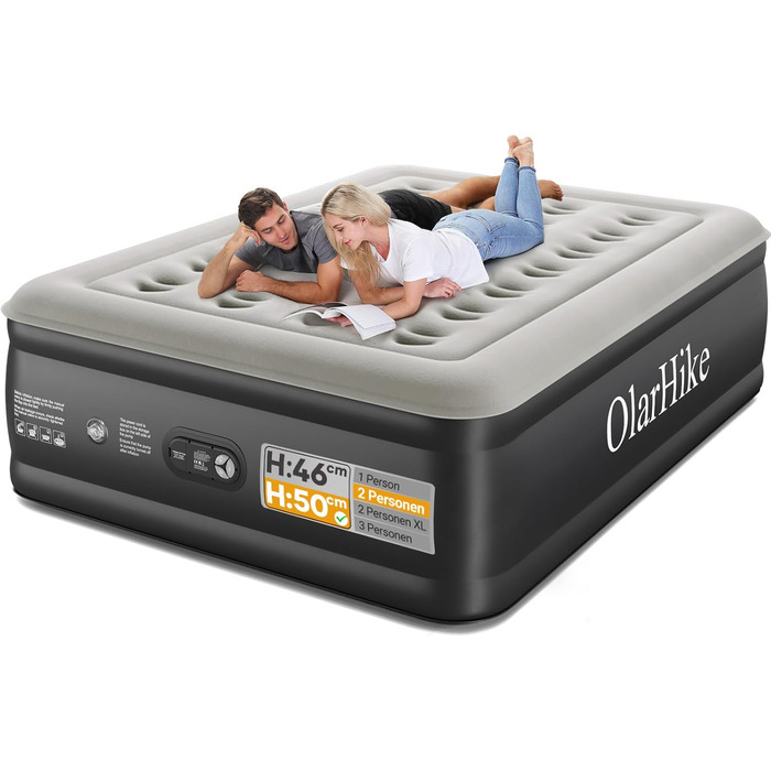 Надувний матрац OlarHike для кемпінгу та дому - 200x90x46 см, самонадувний, з помпою