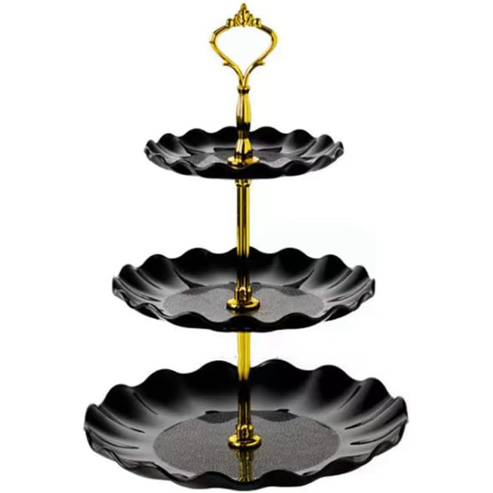 Чотирирівнева стійка для тістечок та капкейків Wagoodter, чорна. Ідеально для вечірок, свят та декору