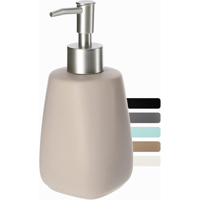 Дозатор для мила KADAX: керамічний диспенсер для рідкого мила, мийного засобу та лосьйону для ванної та кухні (Бежевий)
