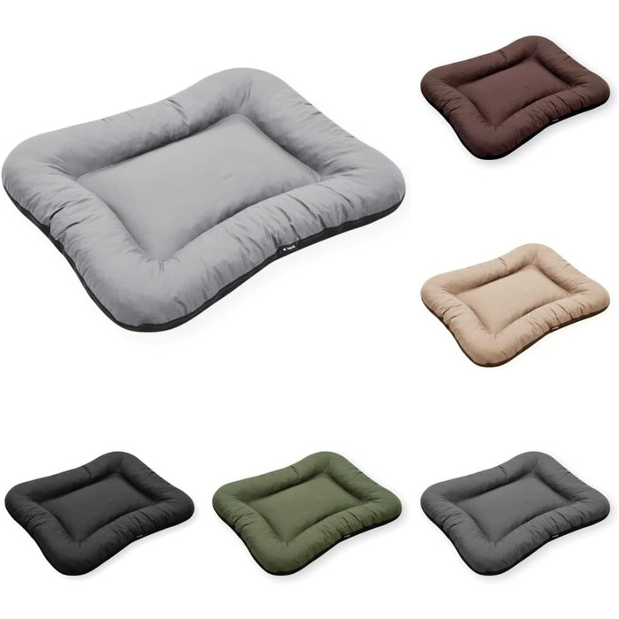 Ліжко для собак середніх порід 4L Textil KLEO, 90x70 см, водонепроникне, з блискавкою, темно-зелене/сіре