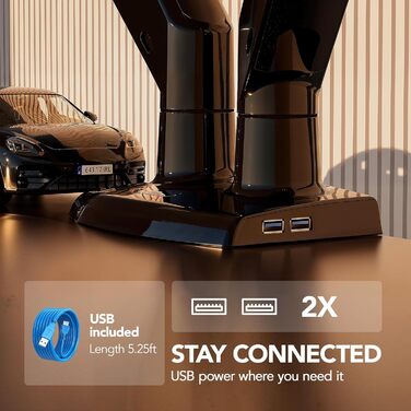 Кріплення для монітора HUANUO Gaming, 2 монітори, до 40 дюймів, регулювання висоти, USB, VESA, чорний