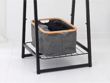 Brabantia складаний кошик для білизни 40 л, водонепроникний, з бамбуковим краєм, для сухої та мокрої білизни, чорний