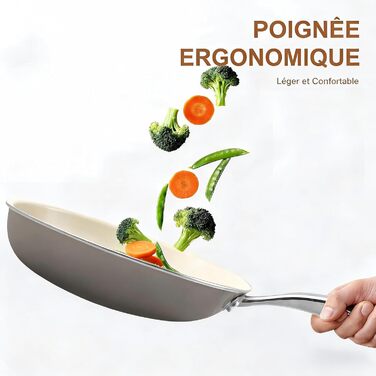 Пательня керамічна 24 см з антипригарним покриттям, індукційна, для духовки та посудомийної машини, алюмінієва з ручкою з нержавіючої сталі