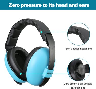 Навушники для захисту вух ProCase Baby - шумопоглинаючі, для немовлят, малюків (0-36 місяців), блакитні