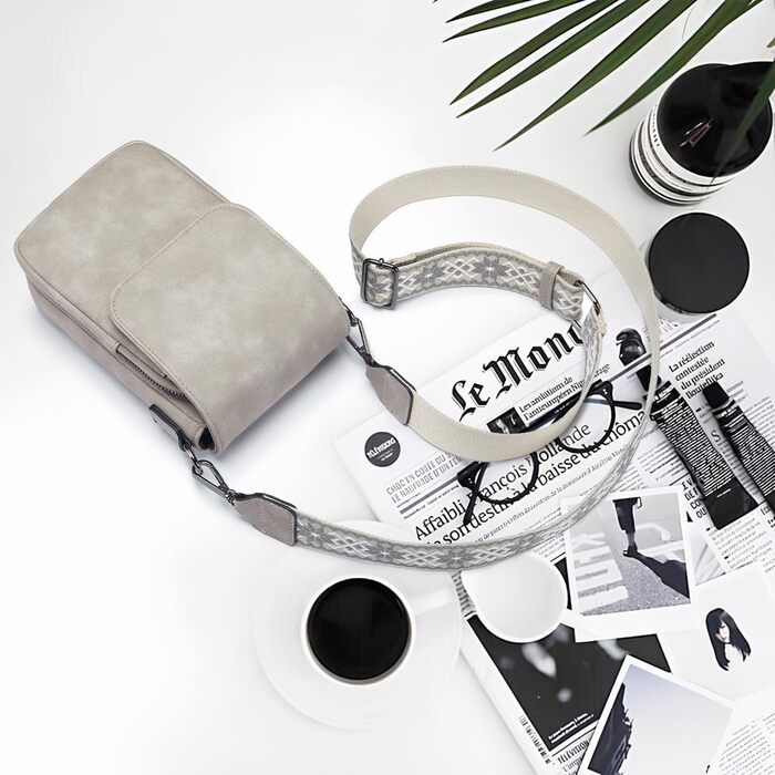 Сумка-органайзер на шию MUIIKOLA з RFID-захистом для смартфонів, веганська шкіра, сіро-бежевий колір