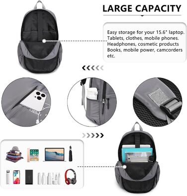 KONO Набір шкільних рюкзаків 3-в-1: рюкзак, сумка через плече, пенал. Для ноутбука 15.6