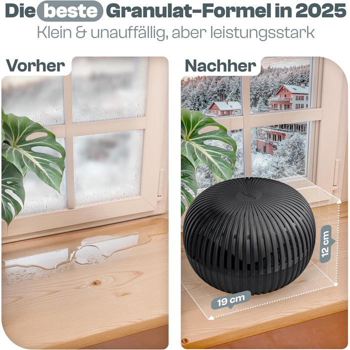 Зволожувач повітря Flow без струму до 25м² [НОВА ФОРМУЛА] - абсорбер вологості для комфортного мікроклімату, 450г гранул, чорний