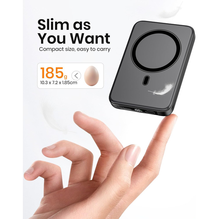 Power Bank A ADDTOP 10000mAh з бездротовою зарядкою та PD 20W - чорний