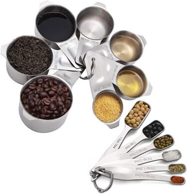 304 Stainless Steel Measuring Spoons Measuring Cups 13-Piece Set for Cooking