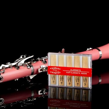 Професійна кларнет Glory GLY-CLAGN з ебоніту, Bb, з аксесуарами (10 вставок, стійка, кейс, серветка, щітки), зелений (рожево-сріблястий)