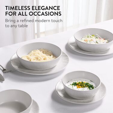 Набір посуду Navaris з каменю (16 предметів) для 4 осіб - тарілки, супові тарілки, сервіз, антрацитовий колір