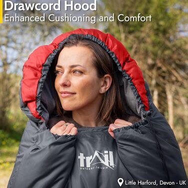 Спальний мішок Trail-Alpin, 250 г, 3 сезони, з капюшоном, легкий, компактний, компресійний мішок (Червоний)