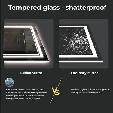 Дзеркало для ванної кімнати з підсвічуванням 100x60 см, сенсорне керування, IP65, 3 колірні температури, HD скло, вертикальна/горизонтальна орієнтація, Faw Halo Double