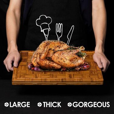 Набір з 3 великих дерев'яних обробних дощок з бамбука Kikcoin Standard (17'L x 12'W)