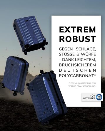 Набір валіз FERGÉ 3 шт. з жорстким корпусом та TSA-замком, Cannes. Валізи-троліки (ручна поклажа, L, XL). Жорсткий корпус, 4 колеса, міцний полікарбонат (3 шт., синій металік)