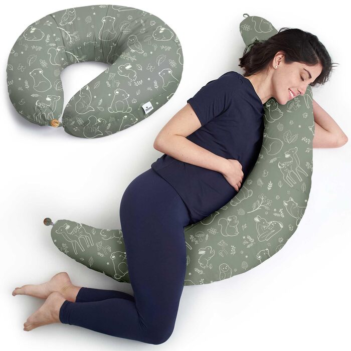 Подушка для вагітних та годування Niimo® XXL 2-в-1 для сну на боці, колір Sage Green Forest