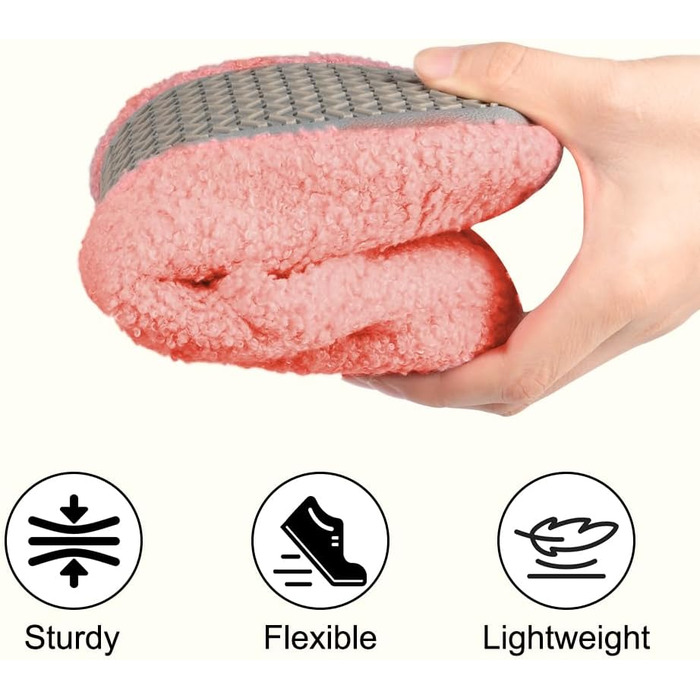 OFFCUP Теплі жіночі халапки-домашні тапочки з піни пам'яті, зимові, бавовняні, пухнасті, для дому та вулиці, рожеві, розміри 40-41