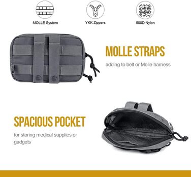 OneTigris EDC сумка для корму для собак, MOLLE кишеня для рюкзака, ідеально підходить для дресирування собак, сумісна з шлейками (2 шт - сірий)