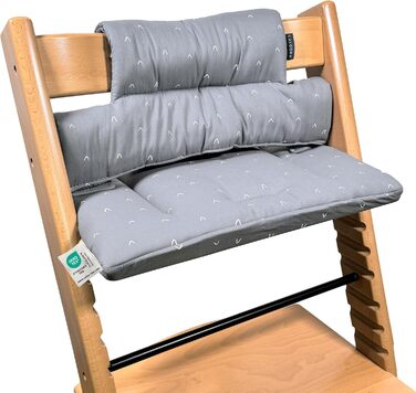 Сидіння та подушка для стільчика Stokke Tripp Trapp LaLoona, 2 частини, бавовна, сірий візерунок, OEKOTEX 100, гіпоалергенна, машинне прання