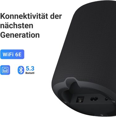 WiiM Sound Lite: Розумна колонка з Alexa, Wi-Fi 6E, Bluetooth 5.3, Hi-Res Audio (24-bit/192kHz), AI RoomFit, 100W, чорна