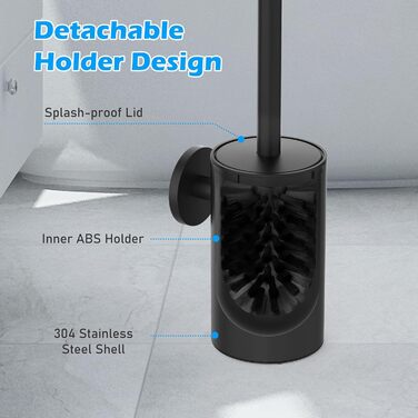 Набір для чищення унітазу з нержавіючої сталі 304, комплект з 2 насадками (круглі, чорні)