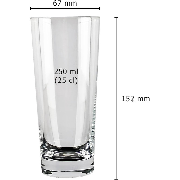 Набір з 6 склянок Sauerland GLAS Sarah об'ємом 700 мл (250 мл - склянка Julia)