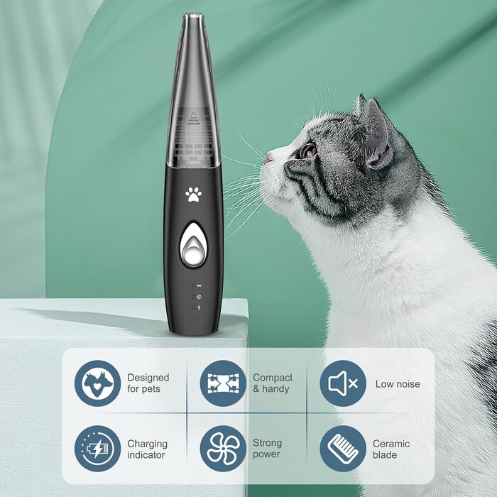 Триммер для собак 2-в-1 з пилососом, 6000 об/хв, USB, для догляду за лапами та очима, для дому та ветеринара