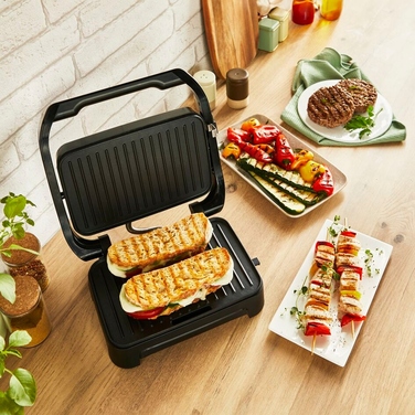 Електричний контактний гриль Tefal GC270D10, сріблястий/сірий, 1000 Вт