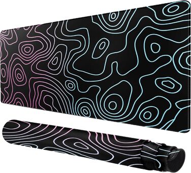 Великий килимок для столу 800x400 мм - ігровий килимок для миші з прошитими краями, неслизька підкладка, килимок для клавіатури та миші Black & White Abstraction (Dazzle Black)