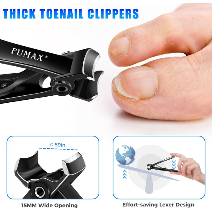 Кусачки для нігтів для літніх людей з широкою щелепою та довгою ручкою, кусачки для кутикули з кутовою головкою, набір для педикюру з контейнером для збору обрізків, чорні, подарунок для жінок та чоловіків