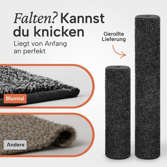 Килимок вхідний Blumtal 80x120 см, мікрофібра, вологостійкий та протиковзкий килим для дому (Антрацит)