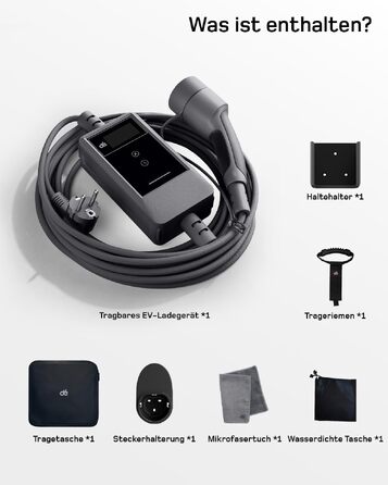 Зарядний кабель для електромобіля Type 2 Schuko 3.7кВт 10м, регулювання струму 6-16А з керуванням через додаток, чорний