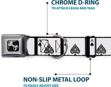 Нашийник для собак з фіксатором Seatbelt Buckle Ace of Spades, ширина 3.8 см, обхват шиї 46-81 см, багатобарвний