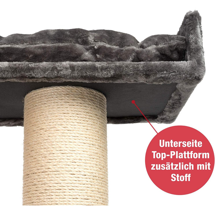 Котячий дім JAMAXX Premium XXL 155 см для великих і важких котів, сірий – міцний дряпак 20 см, товста основа 4 см, м'який плюш, ігровий комплекс